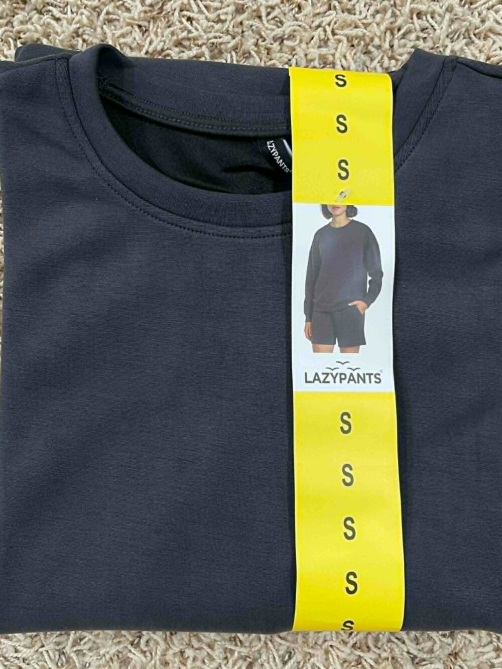 LazyPants Women's Luxe Crewneck Sweatshirt Charcoal, Size Small (New)
